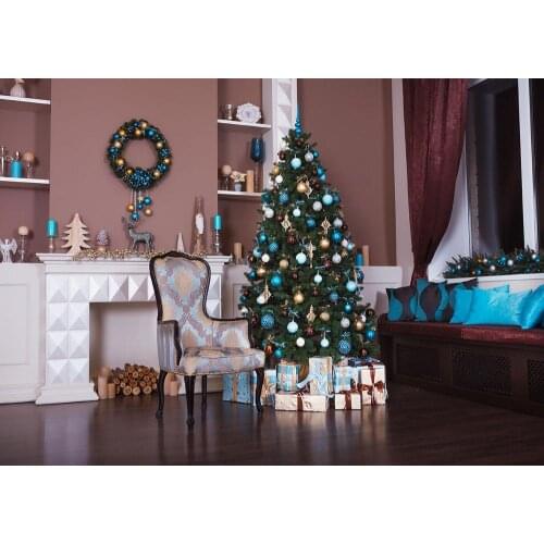 Family interior bedroom living room Christmas theme photo background Christmas photography background
