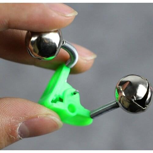 1/10pcs Fishing Bite Alarms Fishing Rod Bell Rod Clamp Tip Clip Bells Ring Green ABS Fishing Accessory Outdoor Metal