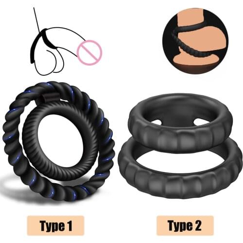 2 Types Silicone Cock Ring Scrotal Stretcher Delay Ejaculation Penis Ring Enlargement Male Chastity Device Sex Toys for Men