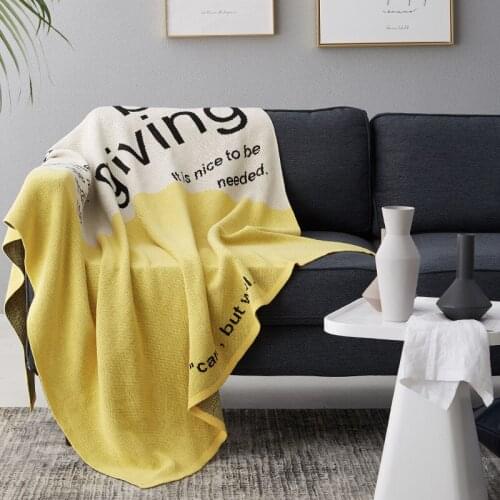 Nordic Pure Cotton Sofa Knitted Thread Blanket Simple Letter Single Double Sofa Dust Cover Non-slip Office Shawl Casual Blankets