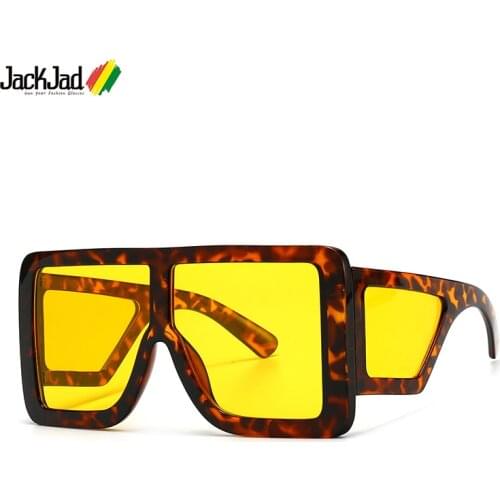 JackJad 2021 Fashion Vintage Classic Oversized Square Shield Style Sunglasses For Women Flat Top Brand Design Sun Glasses PR18WS