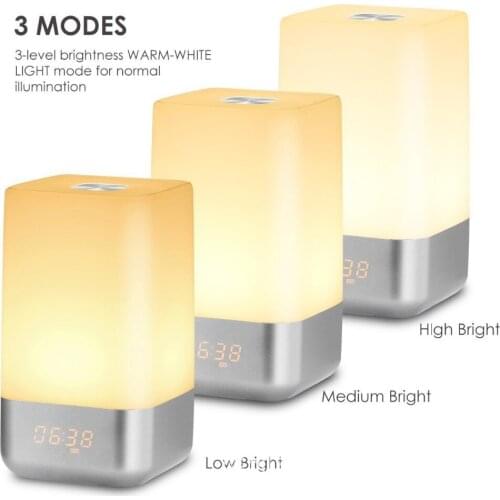 LED wake up light 3w music unique sunrise clock alarm light living room bedside effect top touch lamp light