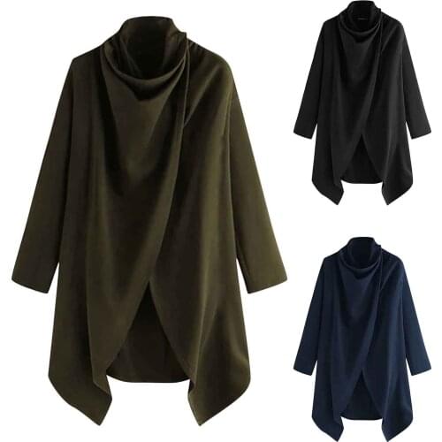 Autumn Winter Trench Coat Men Solid Irregular Punk Jackets Loose Long Sleeve Windbreaker Cloak Jackets Man
