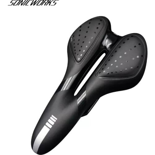 Bike Saddle Riding Hollow Silicone PU Leather Surface Cushion Cycling Silica Filled Gel Comfortable Bicycle Shockproof Saddle