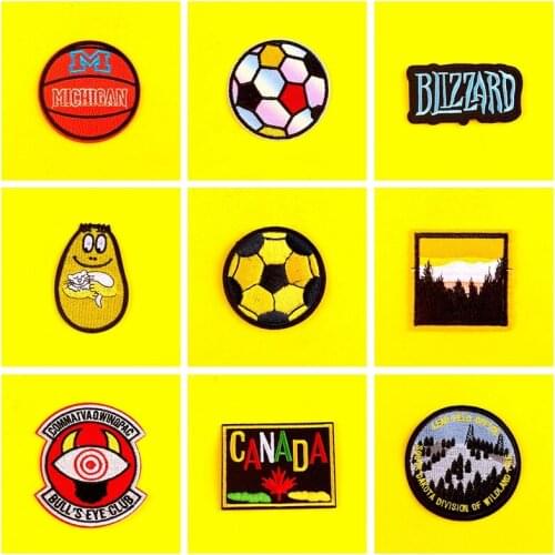 DIY Embroidery Ball Patch Iron On Patches On Clothes Scenery Letters Patch Embroidered Patches For Clothing Wow Stickers Stripe