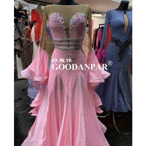 GOODANPA ballroom dance competition dresses women ballroom dress performance dance dresses Pink Japanese Fabric