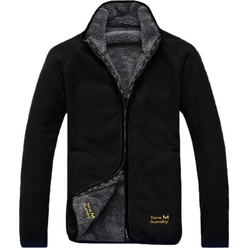 Winter Warm Polar Coral Fleece Mens Jacket Windproof Thick Thermal Reversible Coat Male Plus Size Outerwear Clothes