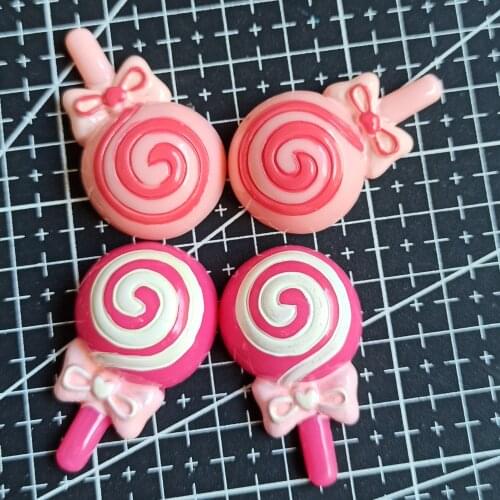 1pcs/lot resin flat back colorful bow lollipop 39mm simulation of food Cabochon Scrapbook DIY phone decoration