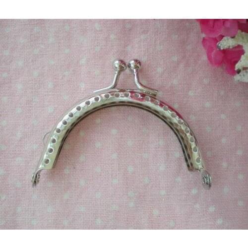 10PCS 6.5cm Coin Purse Frames Half Round Silver Purse Metal Frame Kiss Clasp DIY Bag Clutch Accessories Sewing Handbag Handle