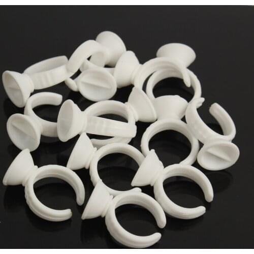 100pcs Small White Plastic Disposable Permanent Makeup Eyebrow Lip Tattoo Pigment Container Ring Ink Cup for Tattoo Supplies