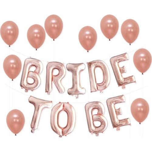 19pcs/lot Rose Gold Bride TO BE Letter Foil Balloons Diamond Ring Balloon For Wedding Bridal shower Hen Party Favor