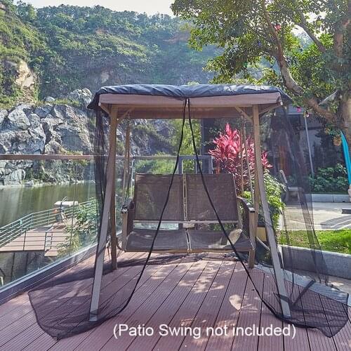 1x Patio Swing Mosquito Net Polyester Mesh Zipper Opening Anti-mosquito Shading Garden Wrought Iron Bed Hammock Seat Net Cover