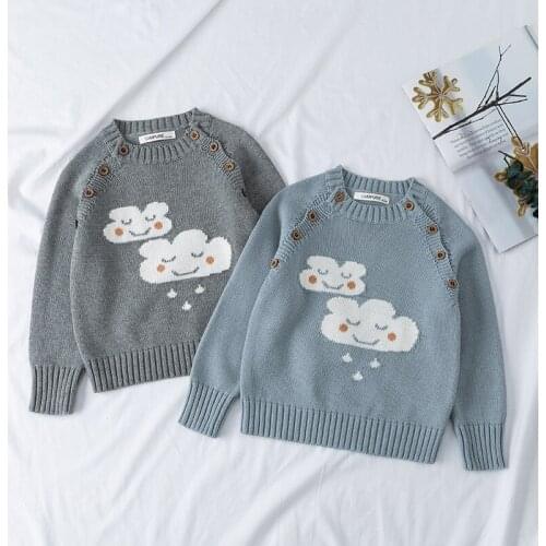 2020 Winter Toddler Boys Sweaters Kids Cute Clouds Raindrops Knitted Sweater for Boy 1-7 Years Childrens Sweaters Baby Clothes