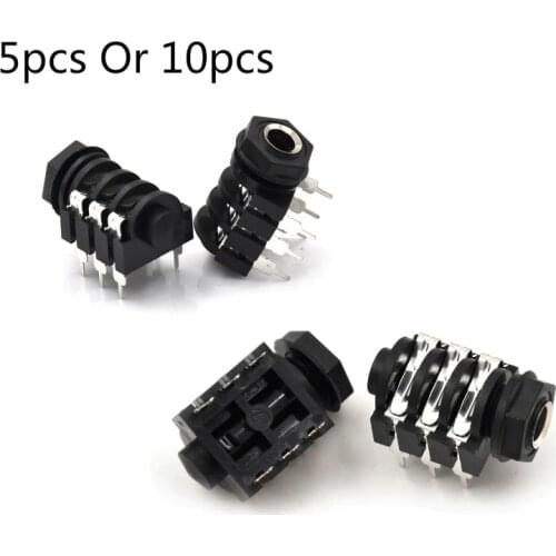 5pcs Or 10pcs 6.35mm Stereo Audio Microphone Female Socket/Jack Connector 6P/6PIN