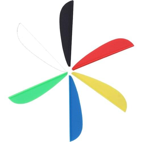 60PCS 2" Red White Black Blue Yellow Green Water Drop Shape TPU Fletching Vanes Archery Arrow Feather