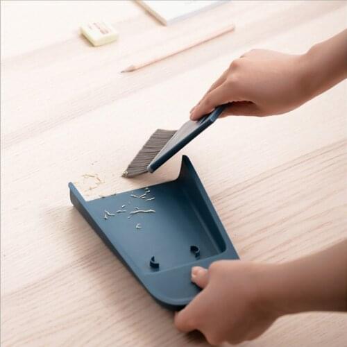 Home Soft Fur Magic Small Broom Sweep Desktop Cleaning Brush Wiper Blade Mini Broom Dustpan Combination Set KA0058
