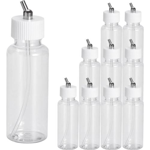 OPHIR 10x Dual Action Airbrush Bottbles Plastic 80cc Bottle Professional Air Brush Paint Cup for Model Hobby Cake Nail_AC022-10x