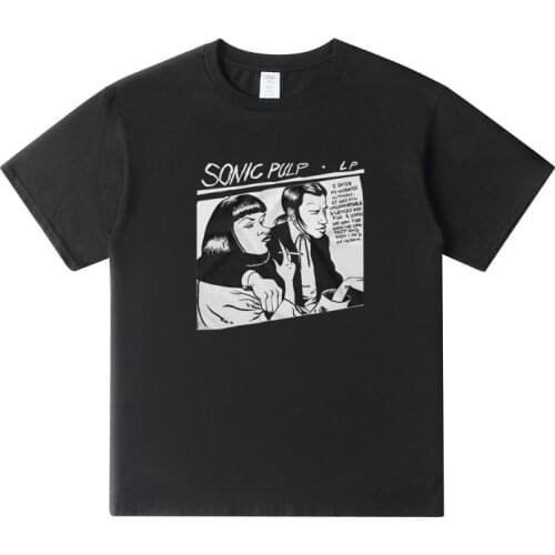 Summer Harajuku Streetwear Men Camisetas Pulp Fiction Sonic Youth Authentic Vintage T Shirt Top Cotton Short Sleeve T-shirts