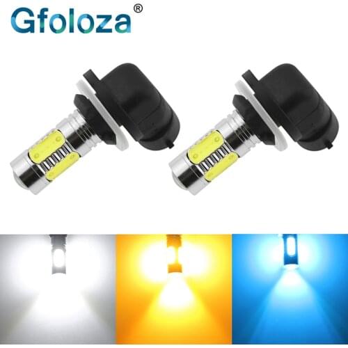 Gfoloza 2Pcs H27 H27W/2 880 880 LED Car Fog LIghts High Power COB 7.5W Bulbs For Auto LED Daytime Running Light White Yellow 12V