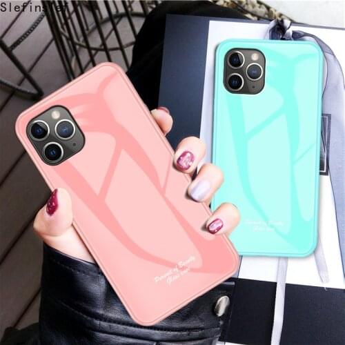 Smooth Macaron Glass Phone Case For iPhone 11 Pro MAX X XR XS Max Soft Silicone Frame Hard Cover For iPhone 7 8 6 6s Plus Bumper