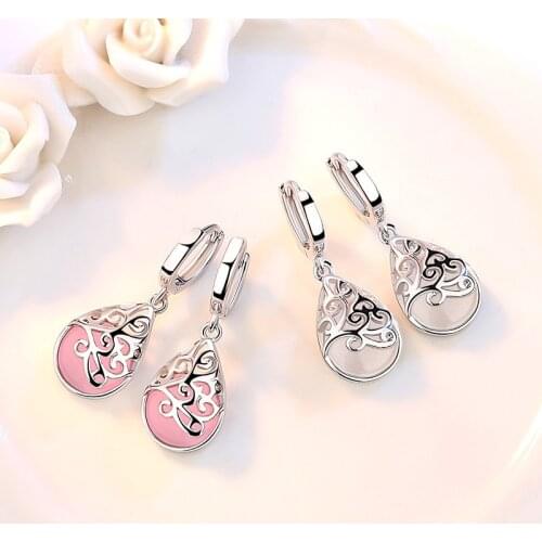 Huitan Temperament Sweet Drop Earrings for Women with Beauty Craved Pattern Wedding Engagement Party Love Gift Statement Earring