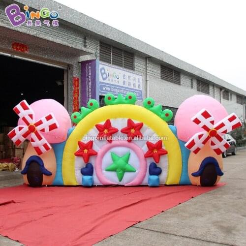 Customized 6x1.7x2.5M inflatable windmill flower wall balloon toys for party event decoration