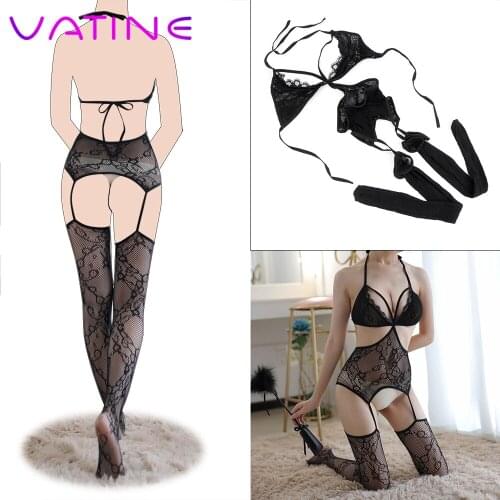 VATINE Hollow Out Pantyhose Sexy Costumes Exotic Apparel Nylon Stockings Backless Open Crotch Tights Pantyhose Women Sexy Tights