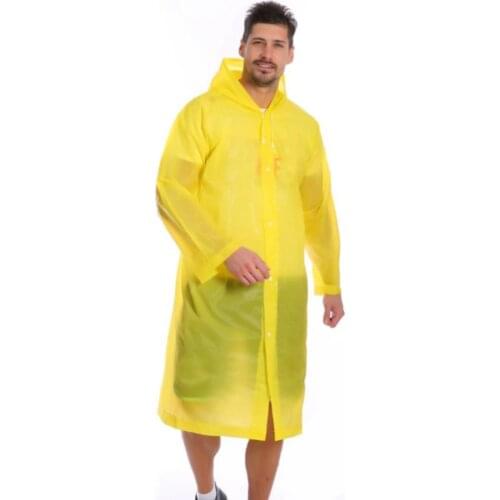 Reusable Portable Unisex Waterproof Thick Hooded Buttons Outdoor Raincoat Poncho