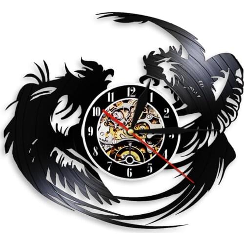 Killer Rooster Wall Clock Tough Rooster Fight Club Kickboxing Vinyl Record Wall Watches Handmade Farmhouse Wall Decor