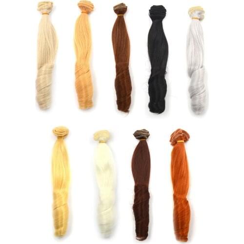 Natural Russian handmade doll hair 20*100cm high temperature Wavy hair for 1/3 1/4 1/6 BJD diy curly doll wigs