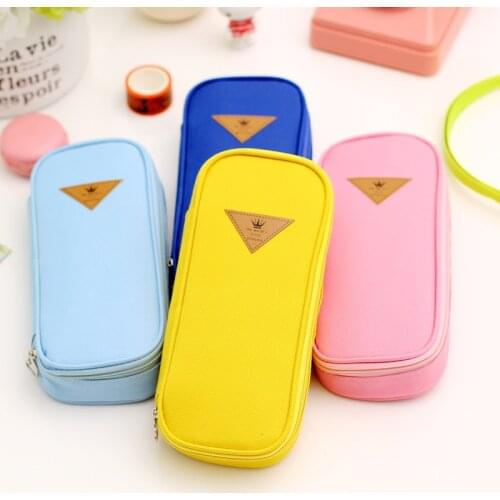 New arrival candy color pencil case big capacity canvas pencil bag stionery estojo escolar school supplies stationery store bag