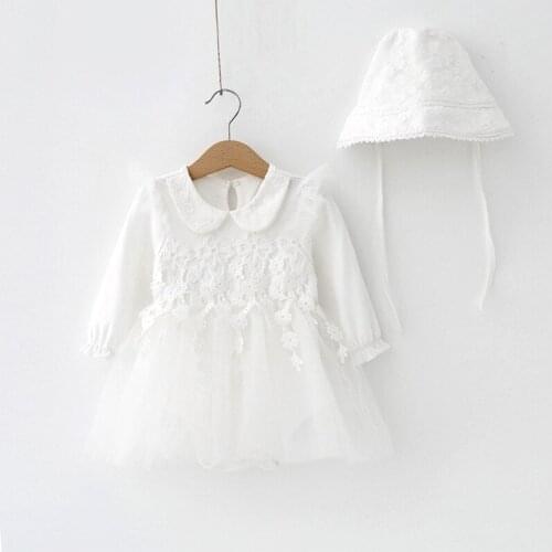 Baby girls Princess dress romper Long sleeve spring autumn Warm lace hat lovely mesh cozy infant baby clothes suits
