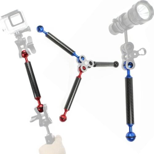 BGNing Camera 1" Solid Ball Head D20.8mm 5''-12'' Inch Carbon Fiber Float Arm Light Tray Underwater Buoyancy Tube for GoPro 9 8