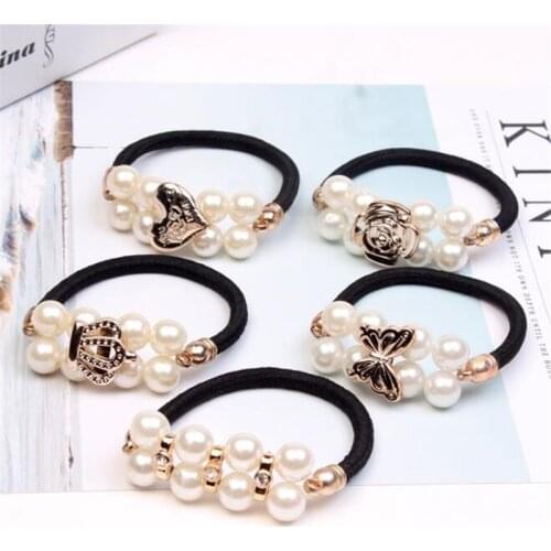 New Girls Hair Accessories Flower Headband Pearl Elastic Hair Bands Scrunchie Cute Headdress Hair Bands for Women