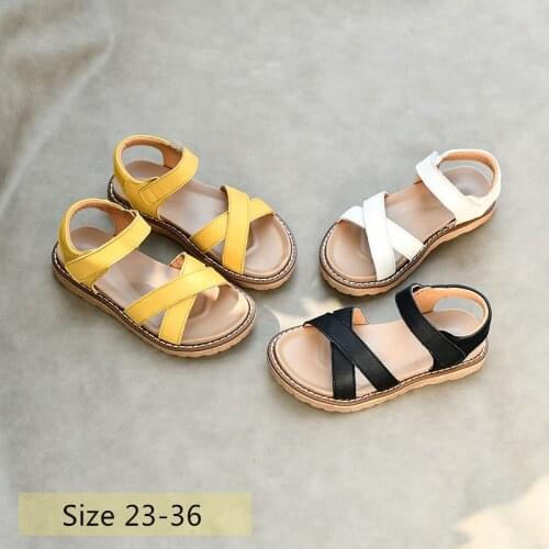 Real leather Girls Roman Sandals Foot arch sole Baby boys garden shoes Summer kids Princess shoes Childrens sandals