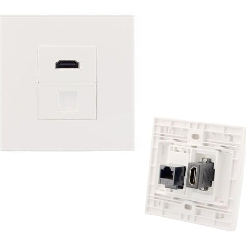 White Color HDMI With CAT6 RJ45 Female To Female Wall Panel Network Extender