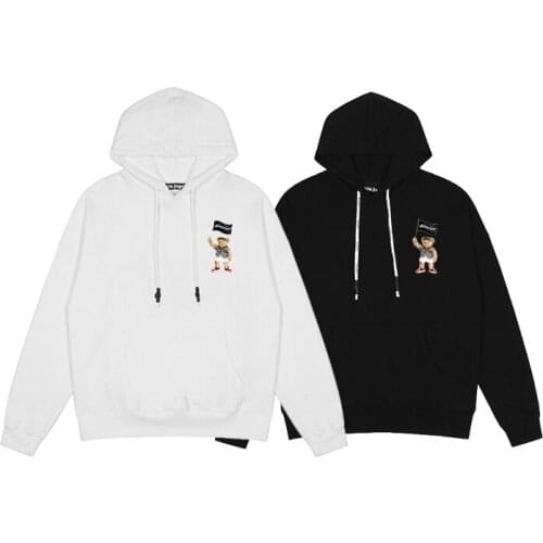 Palm Angels 22SS Letter Logo tide - hooded sweater for men and women,Cartoon bear pattern,fashionable,casual Loose Hooded Sweats