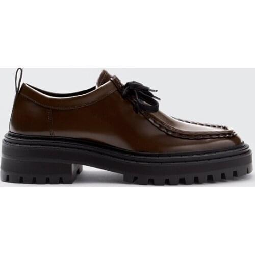 2021 Autumn Genuine Leather Shoes Female Flat Platform Loafers Lace-up Oxford Shoes For Women Vulcanized Shoe Zapatos Mujer