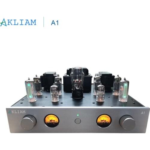 AkLIAM A1 4*6P1 Vacuum Tube Amplifier Electronic Peephole Class A HIFI Preamp Home Theater Audio Pre Amplifier with UV Meter