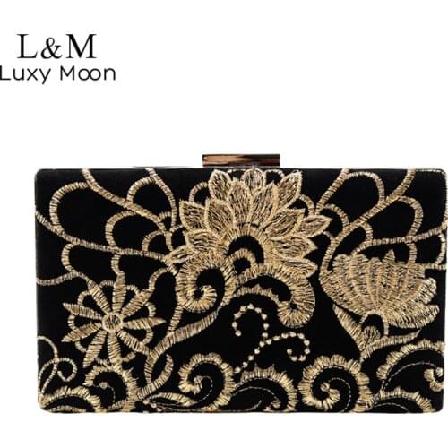 Vintage Clutch Bag Wedding Embroidered Evening Bag For Women Elegant Floral Solid Shoulder Bag Chain Handbag And Purse Sac X394H