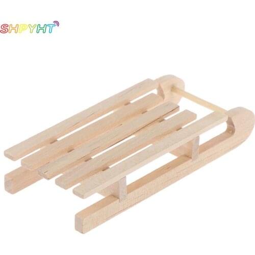 High Quality1pc 1/12 Mini Wooden Sleigh Gift Box Model DIY Christmas Landscape Dollhouse Accessory New