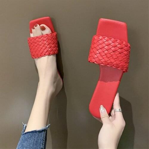 New Brand Design Women Slipper Weave Fabric Women Summer Beach Slides Outdoor Flip Flops Open Toe Flat Slipper Drop Ship