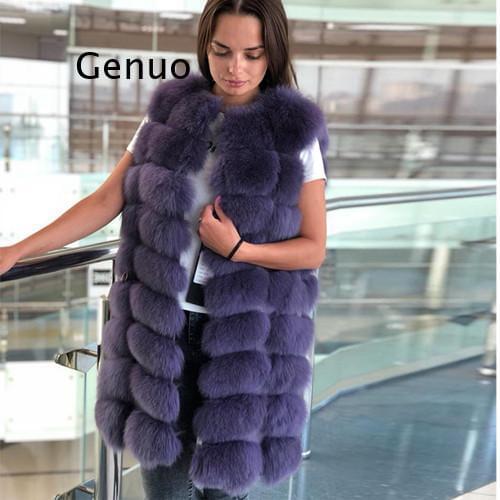 New Long Fur Vest Winter Women Luxury Faux Fox Fur Vest Furry Slim Woman Fake Fur Vest Plus Size fluffy Faux Fur gilet