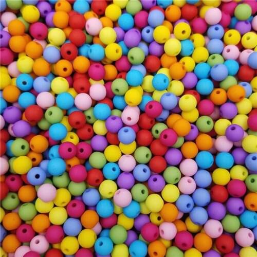 100PCS 8mm Acrylic Loose DIY Beads For Jewelry Findings Jewelry making Solid color Acrylic frosted beads Colours Fashion Fashion
