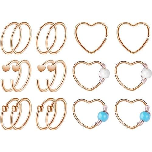20G Cartilage Helix Earrings Daith Rook Earrings Stainless Steel Nose Lip Rings Piercing Jewelry