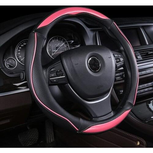 38cm Universal Leather Car Steering Wheel Cover Pink Blue Red White for Volkswagen New LaVida POLO Sagitar Magotan Tiguan Golf