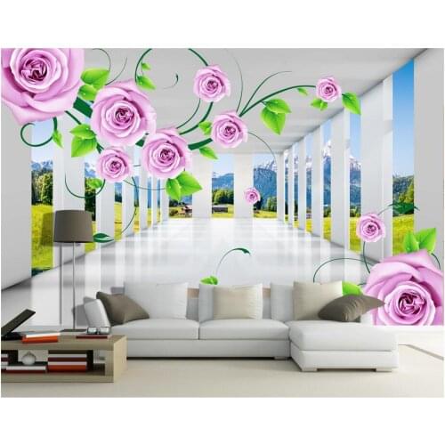 3d room wallpaper custom photo non-woven mural 3d wall mural wallpaper for walls 3 d Rose space landscape corridor painting