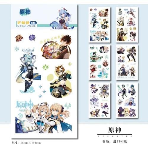 6 Pcs/Set Game Genshin Impact Decorative Sticker Paimon, Venti, Klee DIY Diary Scrapbooking Label Stickers