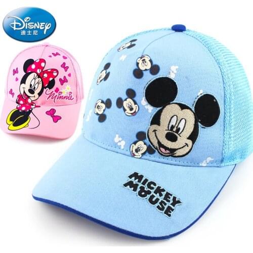 Disney Children Hats Mickey Mouse Cap Fashion Cartoon Kids Hat Outdoor Wear Cotton Sunhat Breathable Visor Shade Baseball Cap