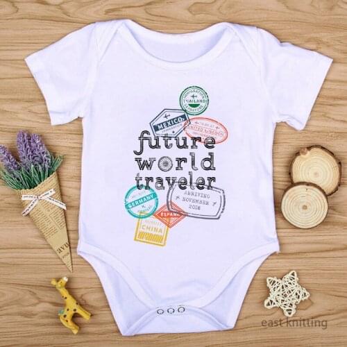 DERMSPE Newborn Baby Boys Girls Short Sleeve Letter Future World Traveler Cartoon Romper Summer Baby Jumpsuits Clothes
